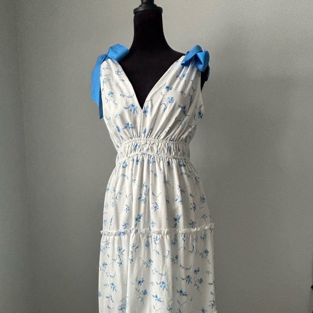 Floral Blue and White Maxi Dress